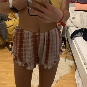 Tie dye flowy ruffle shorts